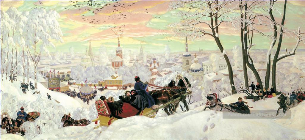 arrivant pour shrovetide 1916 Boris Mikhailovich Kustodiev Peintures à l'huile